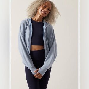 Athleta Balance Hoodie Blue Heather Small